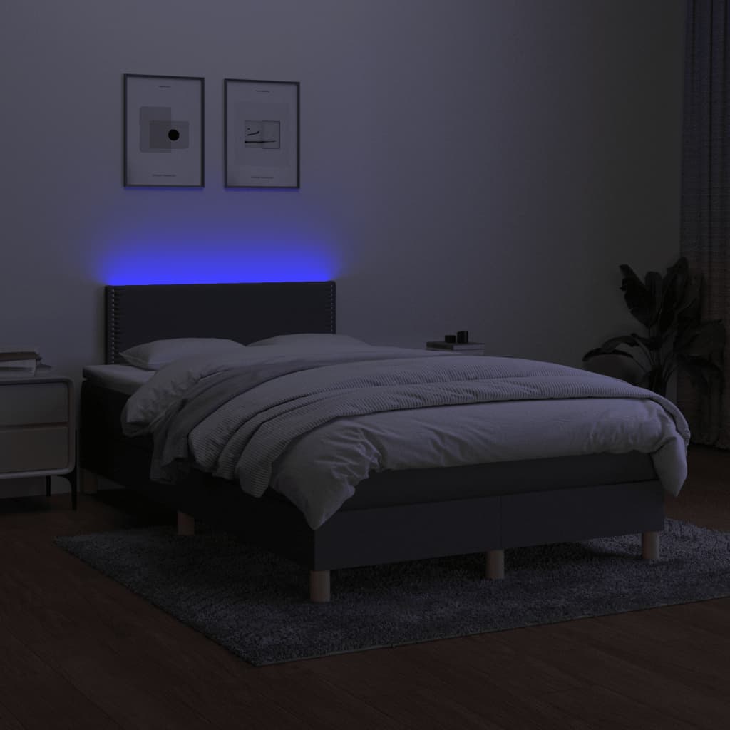 Letto a Molle Materasso e LED Grigio Scuro 120x190cm in Tessuto