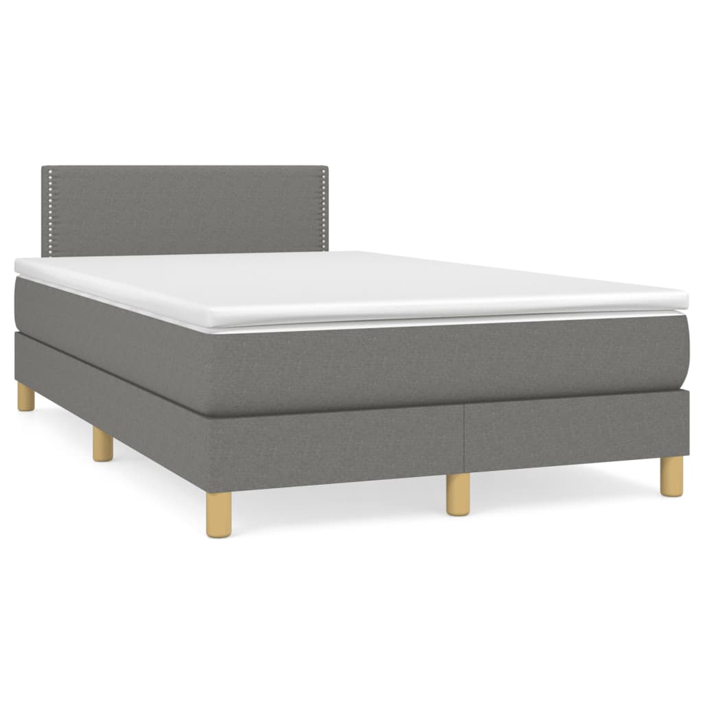 Letto a Molle Materasso e LED Grigio Scuro 120x190cm in Tessuto - homemem39