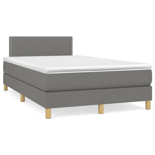 Letto a Molle Materasso e LED Grigio Scuro 120x190cm in Tessuto - homemem39