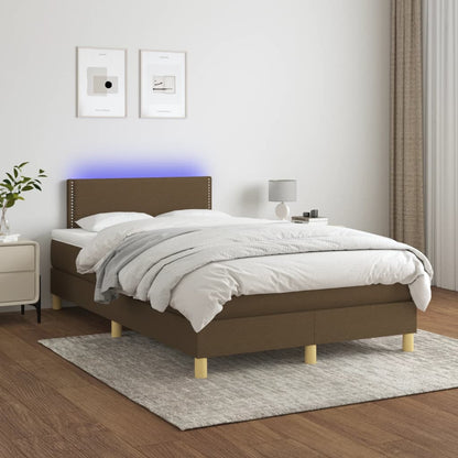 Letto a Molle Materasso e LED MarroneScuro 120x190cm in Tessuto - homemem39