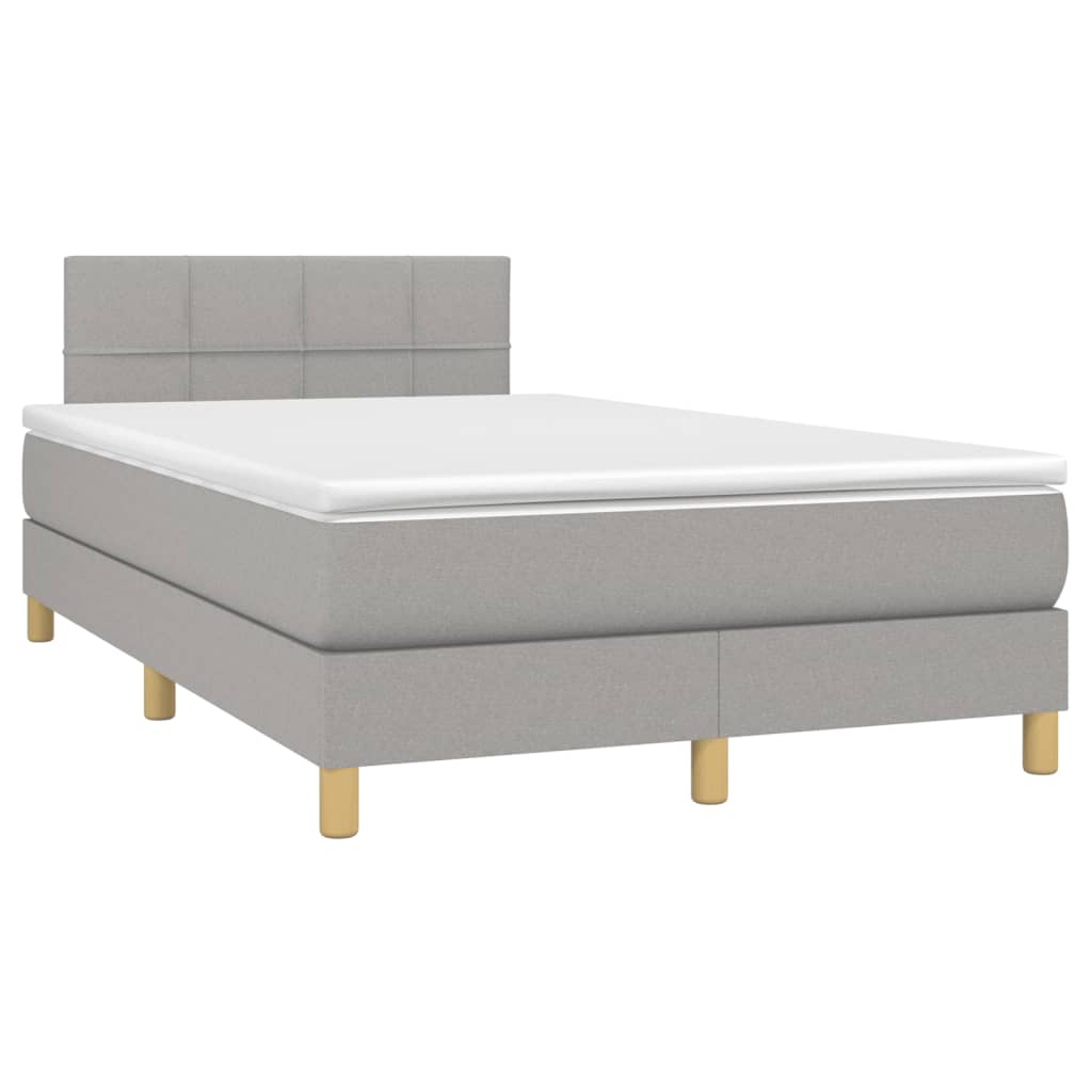 Letto a Molle Materasso e LED Grigio Chiaro 120x190 cm Tessuto | homemem39