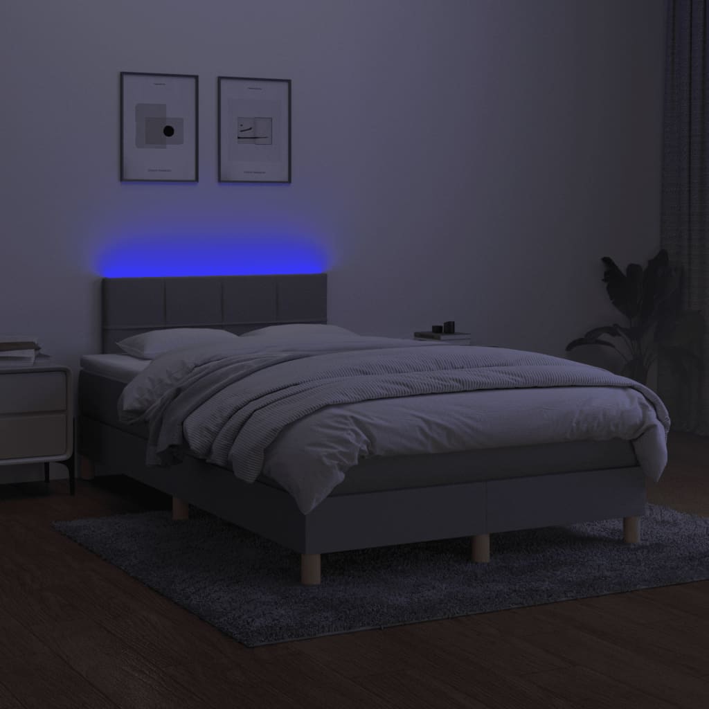 Letto a Molle Materasso e LED Grigio Chiaro 120x190 cm Tessuto