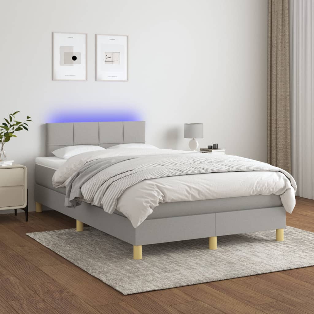 Letto a Molle Materasso e LED Grigio Chiaro 120x190 cm Tessuto | homemem39