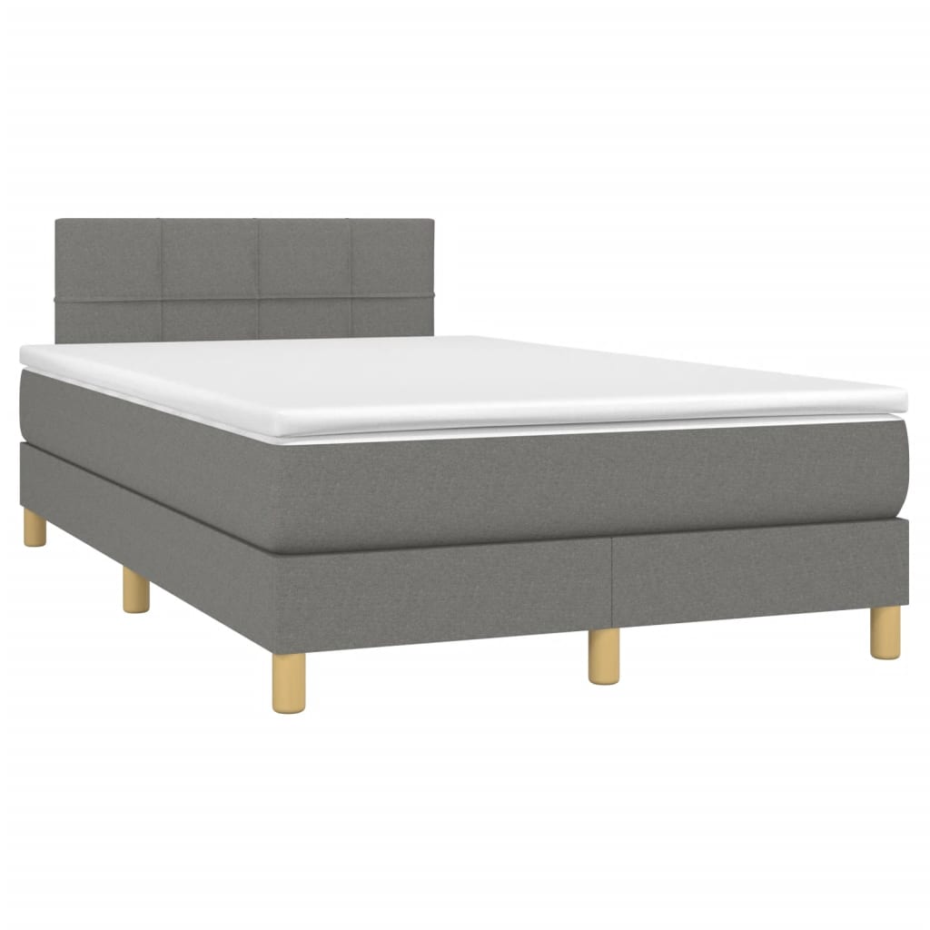 Letto a Molle Materasso e LED Grigio Scuro 120x190cm in Tessuto - homemem39
