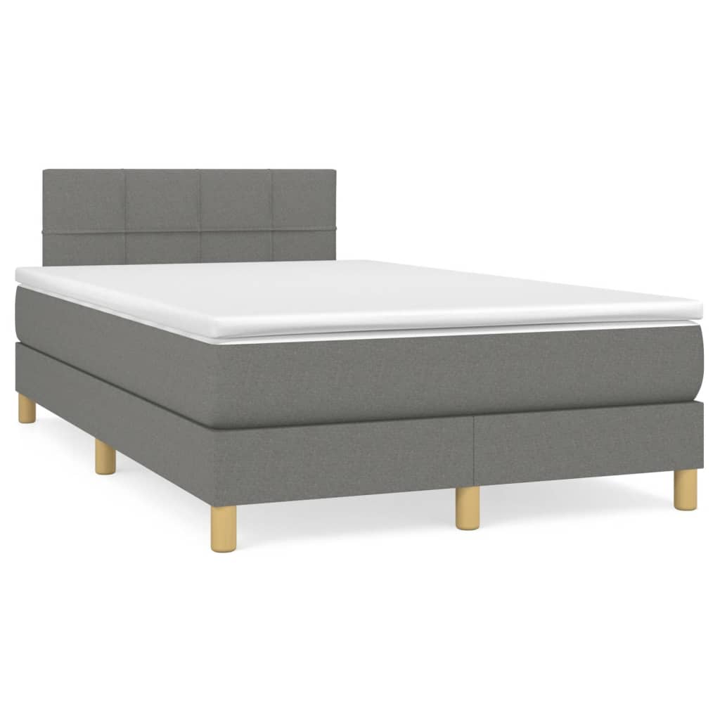 Letto a Molle Materasso e LED Grigio Scuro 120x190cm in Tessuto - homemem39