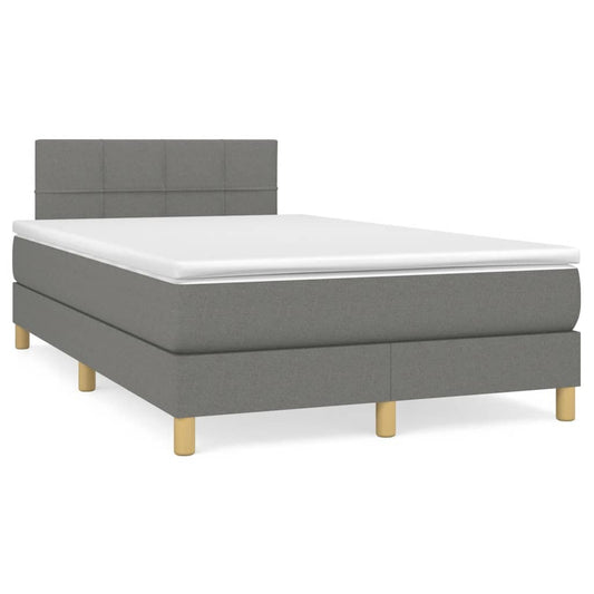 Letto a Molle Materasso e LED Grigio Scuro 120x190cm in Tessuto - homemem39