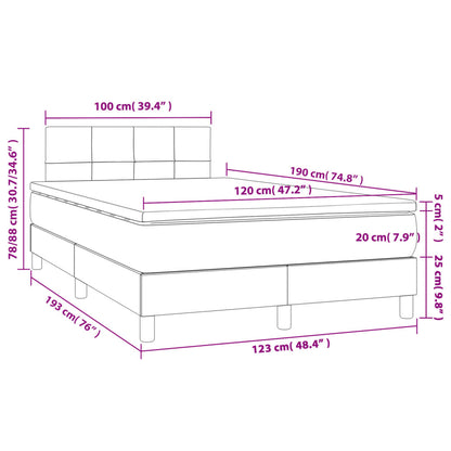 Letto a Molle con Materasso e LED Nero 120x190 cm in Tessuto