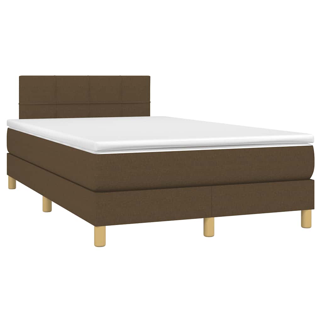 Letto a Molle Materasso e LED MarroneScuro 120x190cm in Tessuto | homemem39