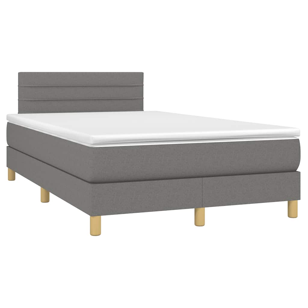 Letto a Molle Materasso e LED Grigio Scuro 120x190cm in Tessuto - homemem39
