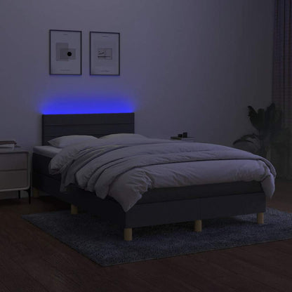 Letto a Molle Materasso e LED Grigio Scuro 120x190cm in Tessuto - homemem39