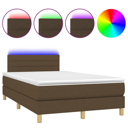 Letto a Molle Materasso e LED MarroneScuro 120x190cm in Tessuto | homemem39