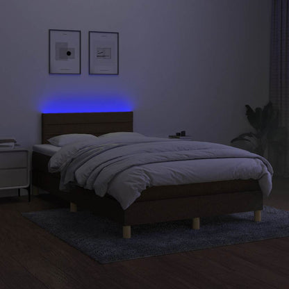 Letto a Molle Materasso e LED MarroneScuro 120x190cm in Tessuto | homemem39