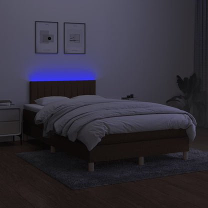 Letto a Molle Materasso e LED MarroneScuro 120x190cm in Tessuto | homemem39