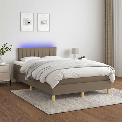 Letto a Molle con Materasso e LED Tortora 120x190 cm in Tessuto