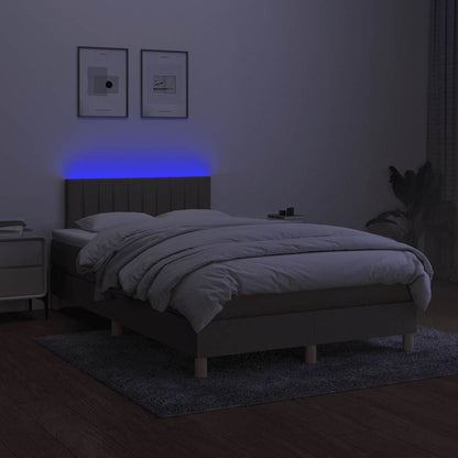 Letto a Molle con Materasso e LED Tortora 120x190 cm in Tessuto | homemem39
