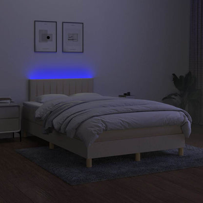 Letto a Molle con Materasso e LED Crema 120x190 cm in Tessuto | homemem39