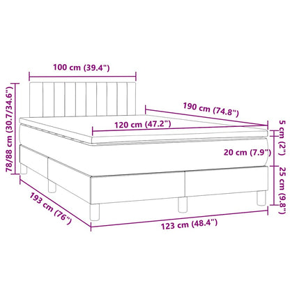 Letto a Molle con Materasso e LED Crema 120x190 cm in Tessuto | homemem39