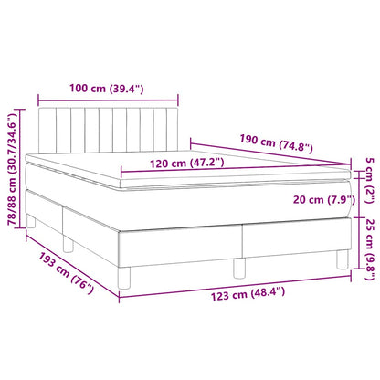 Letto a Molle con Materasso e LED Blu 120x190 cm in Tessuto | homemem39
