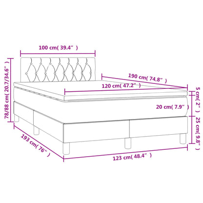 Letto a Molle Materasso e LED Grigio Chiaro 120x190 cm Tessuto
