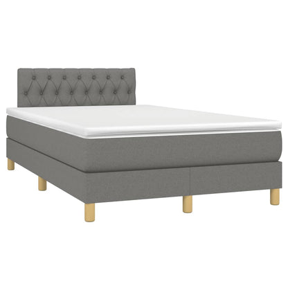 Letto a Molle Materasso e LED Grigio Scuro 120x190cm in Tessuto - homemem39