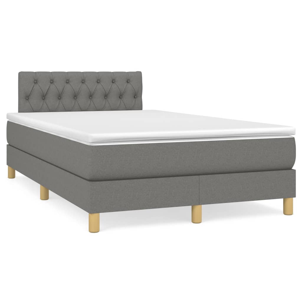 Letto a Molle Materasso e LED Grigio Scuro 120x190cm in Tessuto - homemem39
