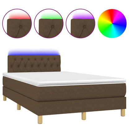 Letto a Molle Materasso e LED MarroneScuro 120x190cm in Tessuto | homemem39