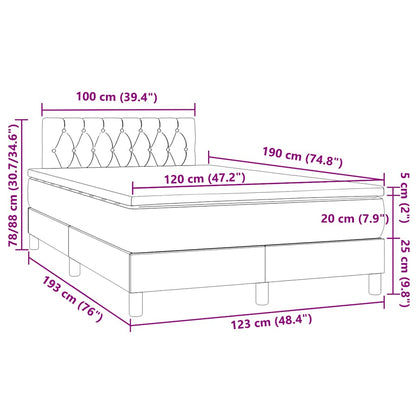 Letto a Molle Materasso e LED MarroneScuro 120x190cm in Tessuto | homemem39