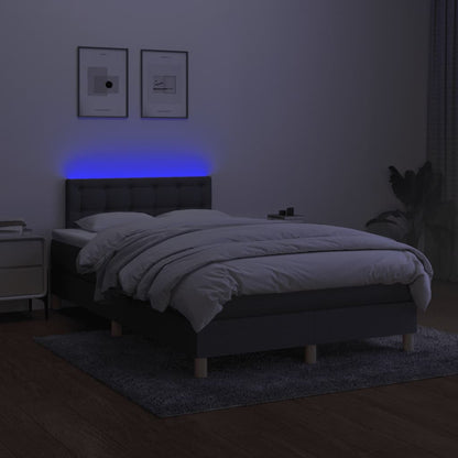 Letto a Molle Materasso e LED Grigio Scuro 120x190cm in Tessuto - homemem39