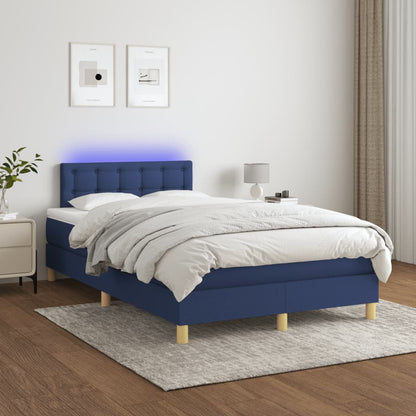 Letto a Molle con Materasso e LED Blu 120x190 cm in Tessuto | homemem39