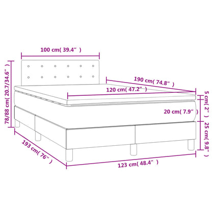 Letto a Molle con Materasso e LED Blu 120x190 cm in Tessuto | homemem39