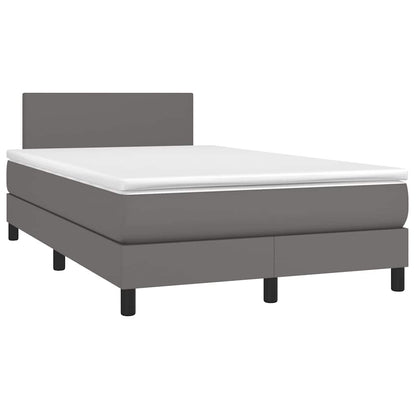 Giroletto Molle con Materasso e LED Grigio 120x190cm Similpelle