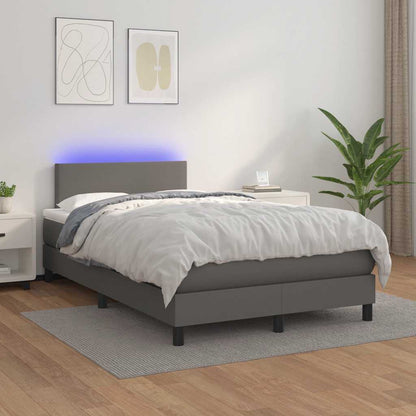 Giroletto Molle con Materasso e LED Grigio 120x190cm Similpelle | homemem39