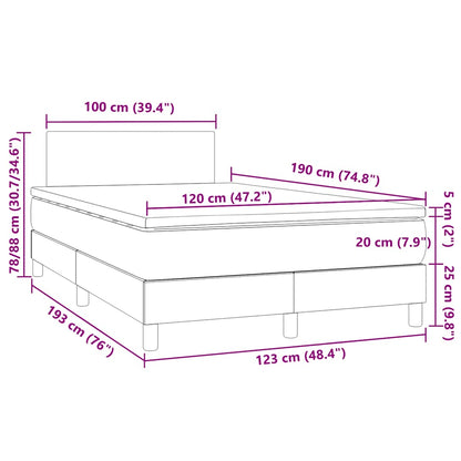 Giroletto Molle con Materasso e LED Grigio 120x190cm Similpelle | homemem39