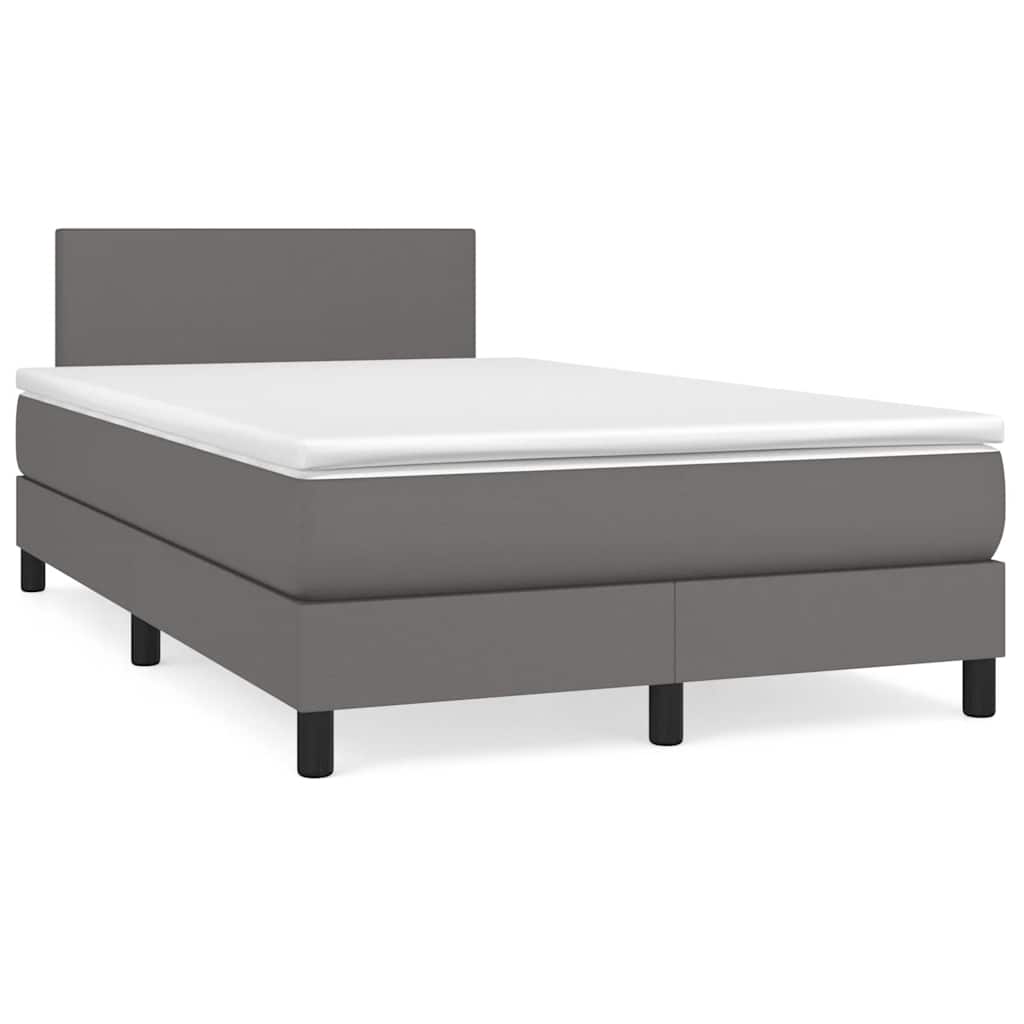 Giroletto Molle con Materasso e LED Grigio 120x190cm Similpelle | homemem39