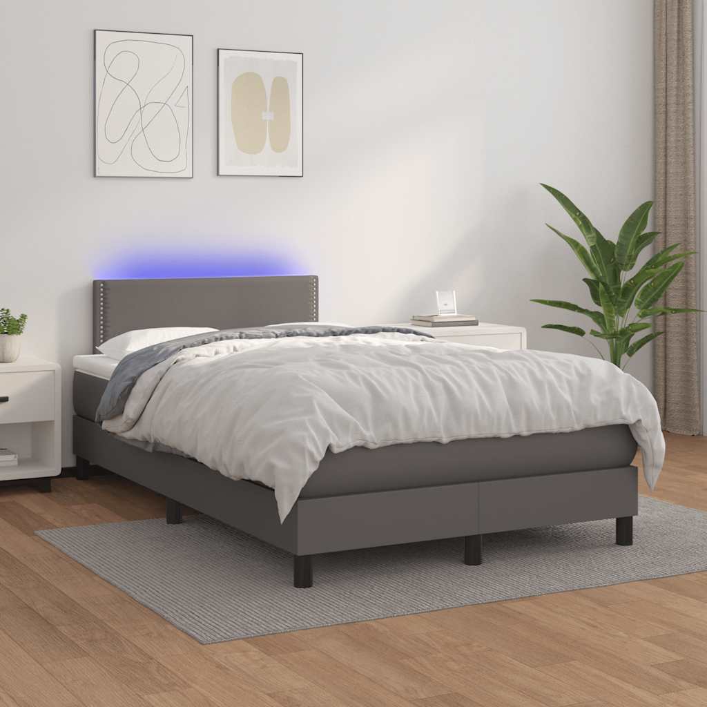 Giroletto Molle con Materasso e LED Grigio 120x190cm Similpelle | homemem39
