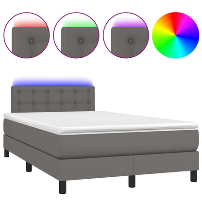 Giroletto Molle con Materasso e LED Grigio 120x190cm Similpelle | homemem39