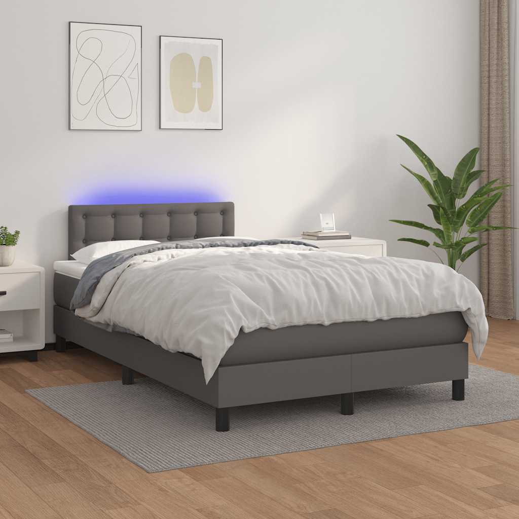 Giroletto Molle con Materasso e LED Grigio 120x190cm Similpelle | homemem39
