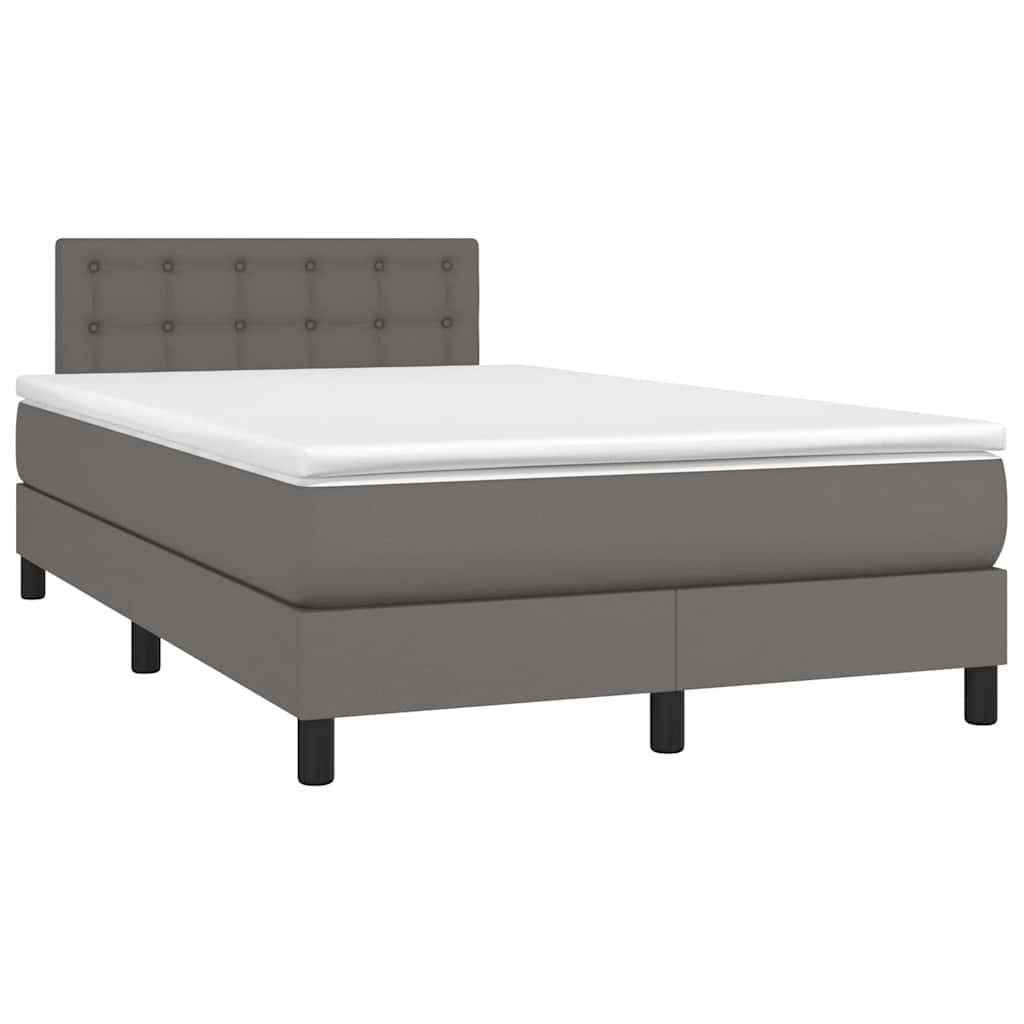 Giroletto Molle con Materasso e LED Grigio 120x190cm Similpelle | homemem39