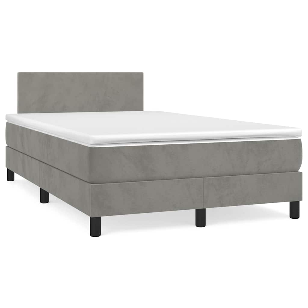 Letto a Molle con Materasso e LED Grigio Chiaro 120x190 cm Velluto - homemem39