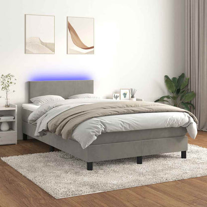 Letto a Molle con Materasso e LED Grigio Chiaro 120x190 cm Velluto - homemem39