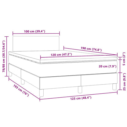 Letto a Molle con Materasso e LED Grigio Scuro 120x190cm