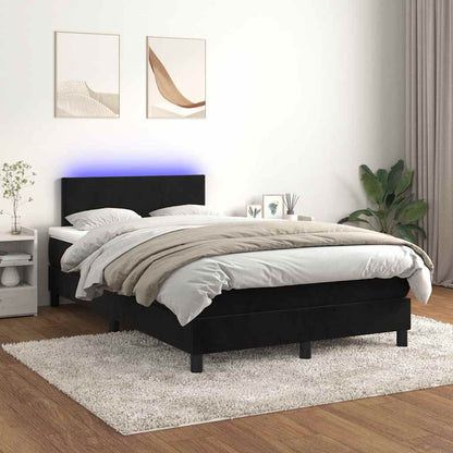 Letto a Molle con Materasso e LED Nero 120x190 cm in Velluto - homemem39