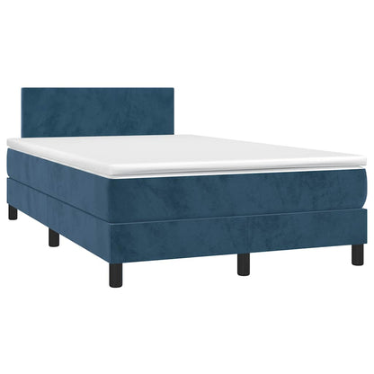 Letto a Molle con Materasso e LED Blu Scuro 120x190 cm in Velluto - homemem39