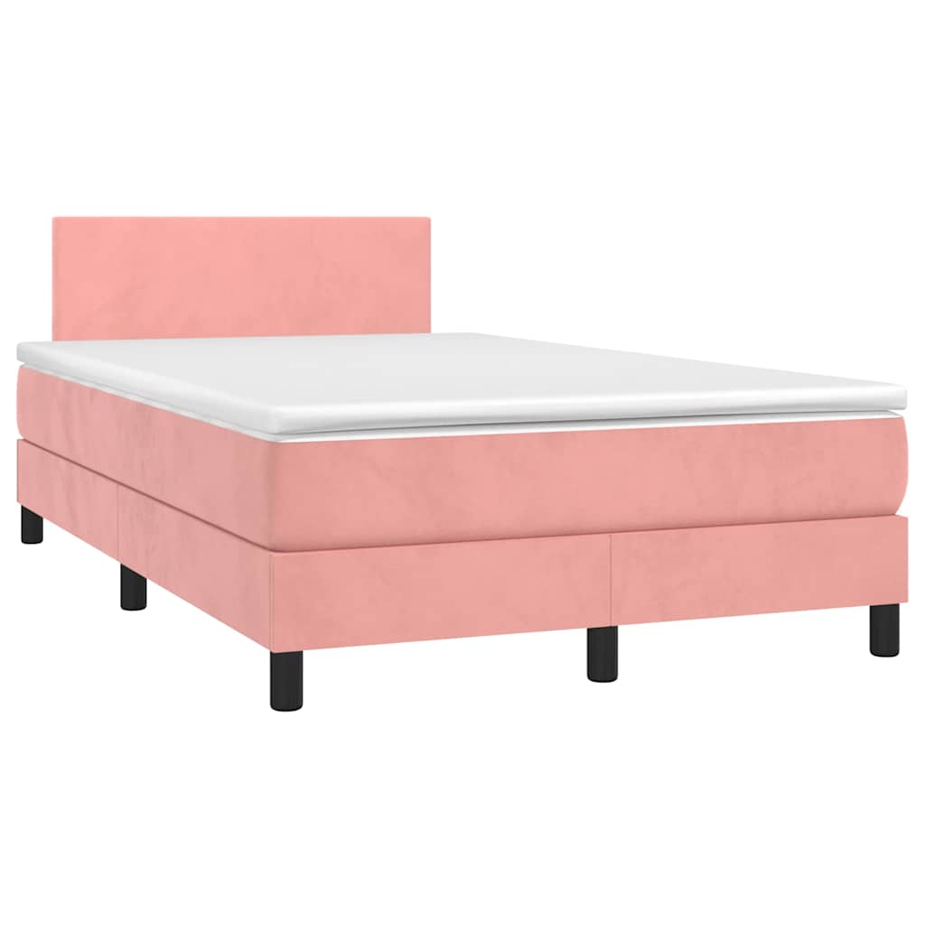 Letto a Molle con Materasso e LED Rosa 120x190 cm in Velluto | homemem39