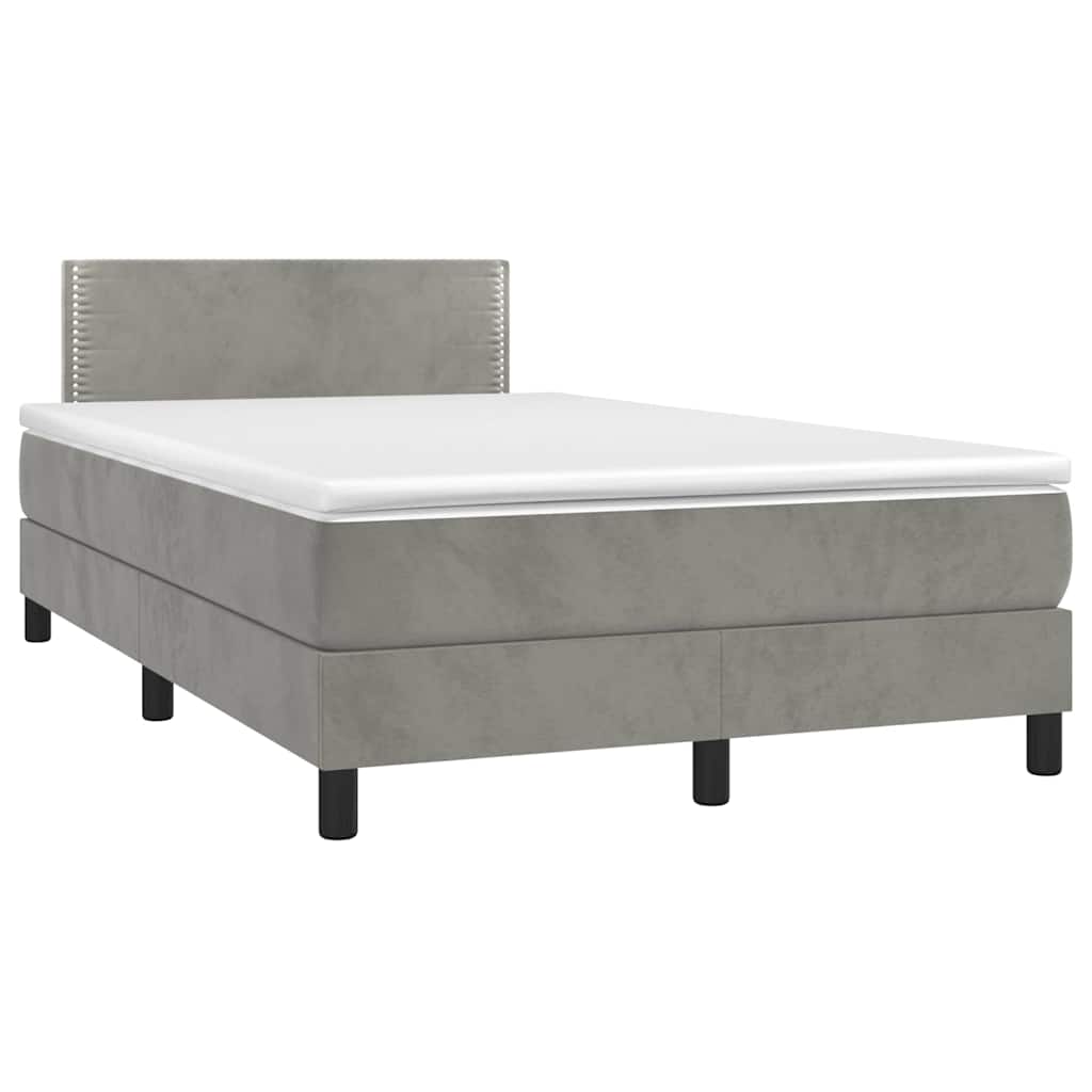 Letto a Molle con Materasso e LED Grigio Chiaro 120x190 cm Velluto - homemem39