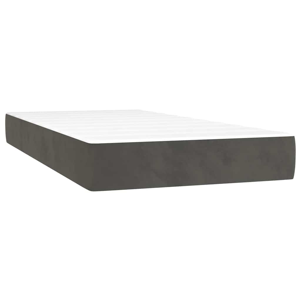 Letto a Molle con Materasso e LED Grigio Scuro 120x190cm in Velluto