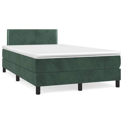 Letto a Molle con Materasso e LED Verde Scuro 120x190cm Velluto - homemem39