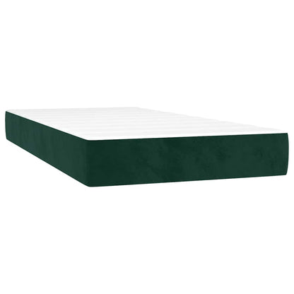 Letto a Molle con Materasso e LED Verde Scuro 120x190cm Velluto