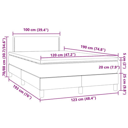 Letto a Molle con Materasso e LED Verde Scuro 120x190cm Velluto