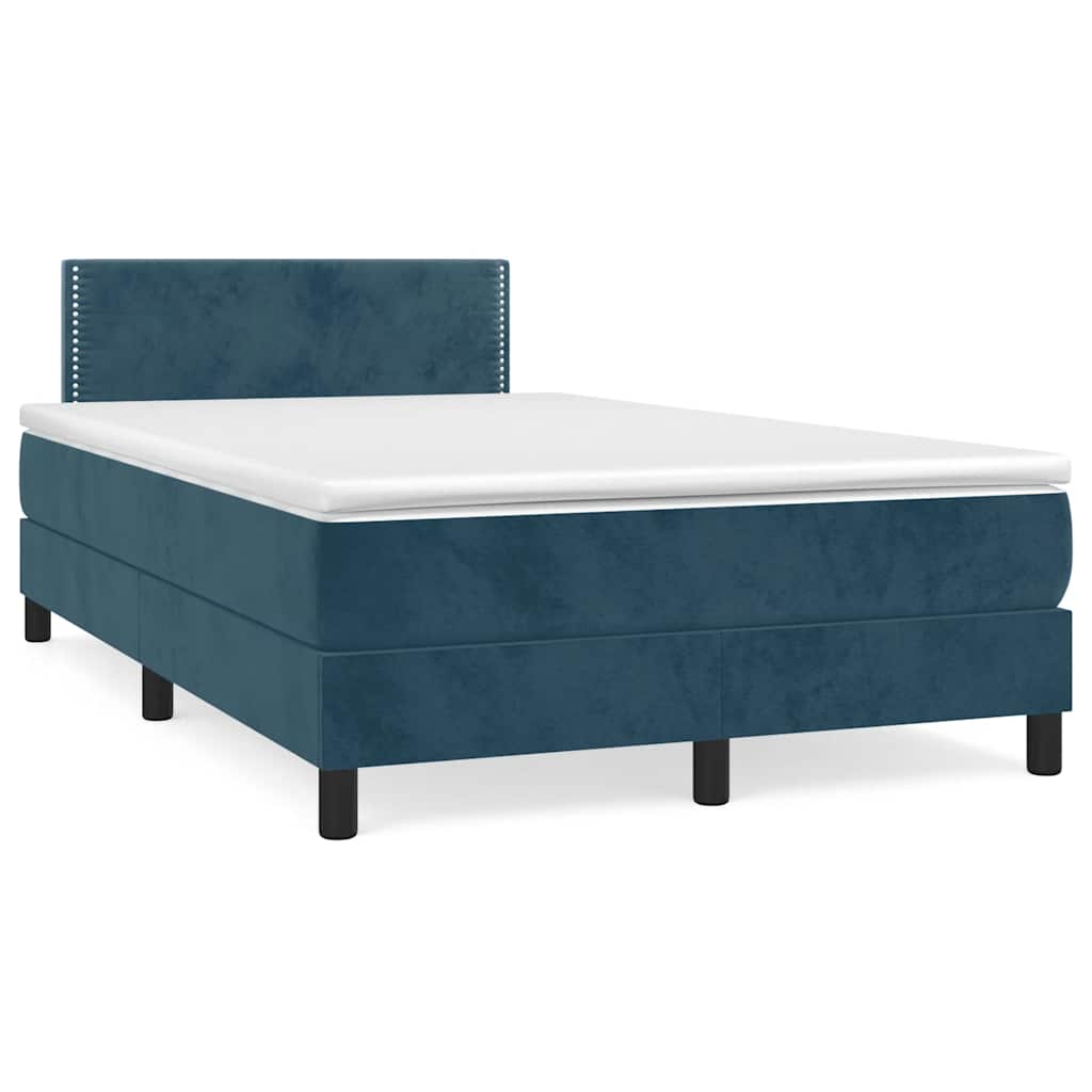 Letto a Molle con Materasso e LED Blu Scuro 120x190 cm in Velluto | homemem39